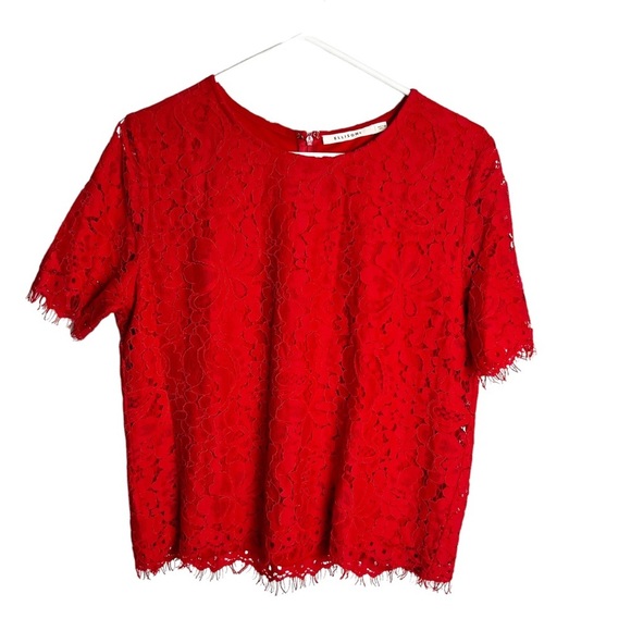 Ellison - Red Lace Blouse -‎ Sz. Med - Picture 1 of 6